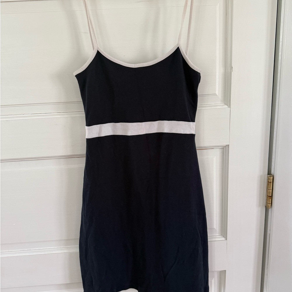 Brandy Melville Navy and White Strappy Dress
